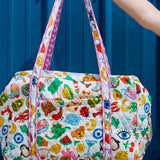 Quilted Weekender Duffle Bag | Lucky Vibes White
