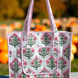 Autumn Rose Floral Tote Bag