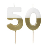 White & Gold Milestone Candles Set | Cake Candles |