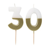 White & Gold Milestone Candles Set | Cake Candles |