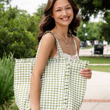 Gingham Ruffle Tote Bag