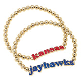 Kansas Jayhawks Slogan Ball Bead Bracelet Set of 2