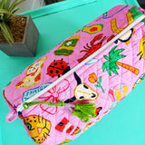 Quilted Toiletry Makeup Cosmetics Bags | Lucky Vibes Pink