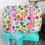 Quilted Weekender Duffle Bag | Lucky Vibes White