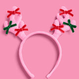 Pink Reindeer Holiday Headband