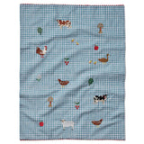 Country Farm Gingham Embroidered Tea Towel