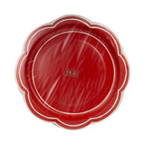 Red Scalloped Cream Lines Plate
