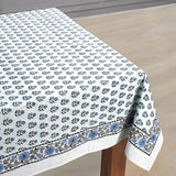 Poppy Blue Block Print Tablecloth 60x60
