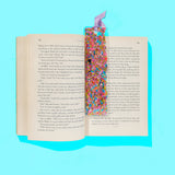 Bookmark - Happy Confetti + Purple Gingham Ribbon
