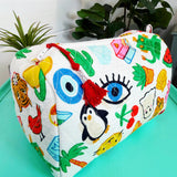 Quilted Toiletry Makeup Cosmetics Bags | Lucky Vibes White