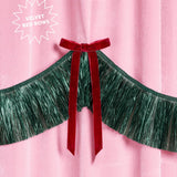 Xmas Bow Banner - fringe + velvet bows