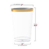 12 oz. Clear with Metallic Gold Rim Round Tumblers - 20 pcs