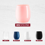 12 oz. Pink Elegant Stemless Plastic Wine Glasses - 16 pcs