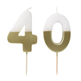 White & Gold Milestone Candles Set | Cake Candles |