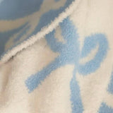 Blue and Cream Bow Luxury Blanket