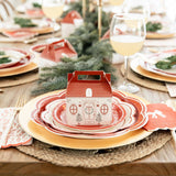 Cream Scalloped Red Lines Plate