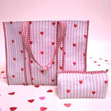 Sweet on You Pink Tote and Cosmetic Bag Set