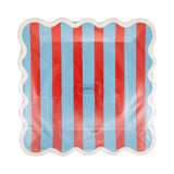 Blue & Red Striped Paper Plate - 9"