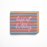 Happiest Birthday Stripe Card