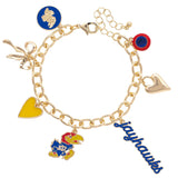 Kansas Jayhawks Enamel Icons Charm Bracelet in Shiny Gold