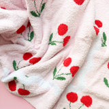 Cherry on Top - Plush Cozy Pink Red Luxury Throw Blanket