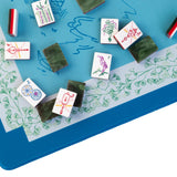 Cherry Blossom Mahjong Playing Mat in Malachite