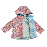 Girls Rafa Reversible Raincoat- Burgundy Sketched Floral