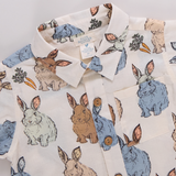 Boys Jack Shirt- Blue Vintage Bunnies