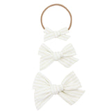Ivory Stripe Headband Cotton Bow