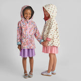 Girls Rafa Reversible Raincoat- Burgundy Sketched Floral