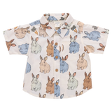 Boys Jack Shirt- Blue Vintage Bunnies