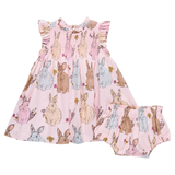 Baby Girls Stevie Dress- Vintage Bunnies