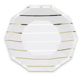 Frenchie Metallic Striped Small Plates- Gold Foil
