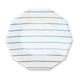 Frenchie Striped Large Plate-- Cobalt