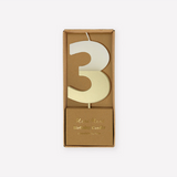 Gold Dipped Number 3 Candle