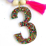 Rainbow Glitter Acrylic Number