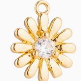Gold Flower with Stone Center Charm