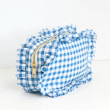 Gingham Ruffle Frilly Makeup Bag