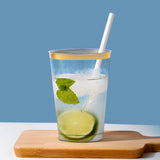 12 oz. Clear with Metallic Gold Rim Round Tumblers - 20 pcs