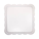 Pink and Green Gingham Scalloped Square Plate