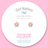 CLIP ON Cutie Earrings- Pink Fancy Flower
