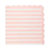 Pink Striped Scalloped Cocktail Napkins