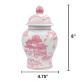 Small Chinoiserie Ceramic Decorative Tea & Ginger Jar 8"