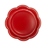 Red Scalloped Cream Lines Plate