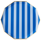 LIGHT & DARK BLUE SIGNATURE CABANA STRIPE LARGE PLATES