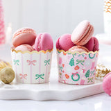 Gold Foil Bows/Icons on Pink 5 oz Baking Cups