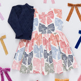 Girls Adaline Multi-Stripe Bows Dress