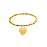 Heart Tag Gold Bead Bracelet
