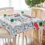 Amazon Blue Instructional Mahjong Tablecloth