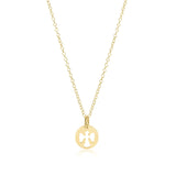 16" Necklace Gold- Guardian Angel Small Gold Disc
